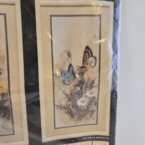 Vtg Bucilla Butterfly Dance Pair Embroidery Stitchery Kit 40114 7 x 16 1987 NOS - Picture 3 of 7